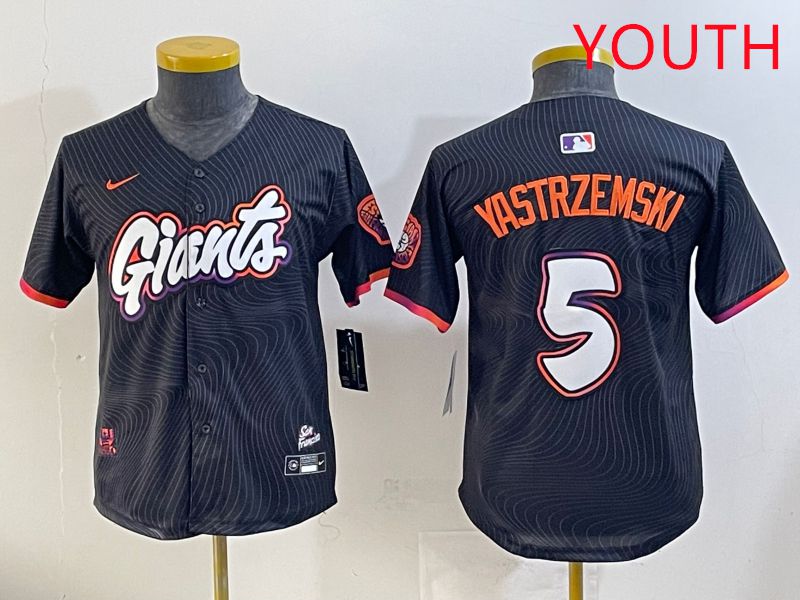 Youth San Francisco Giants #5 Yastrzemski Black Joint Name 2025 Nike MLB Jersey style 31->youth mlb jersey->Youth Jersey